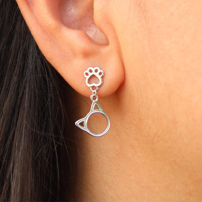 Silver Kitten Earrings