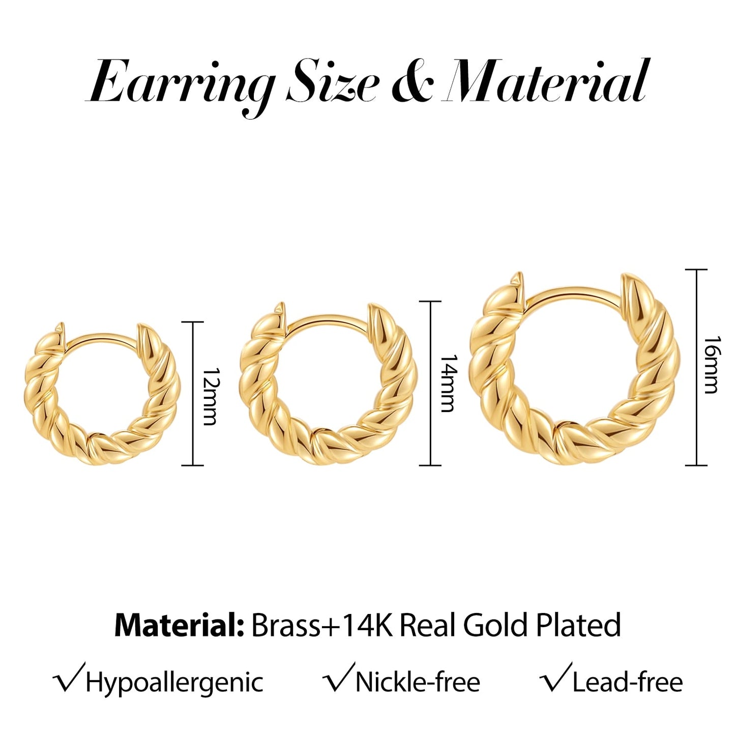 Set of 3 Pairs of Braided Hoop Earrings