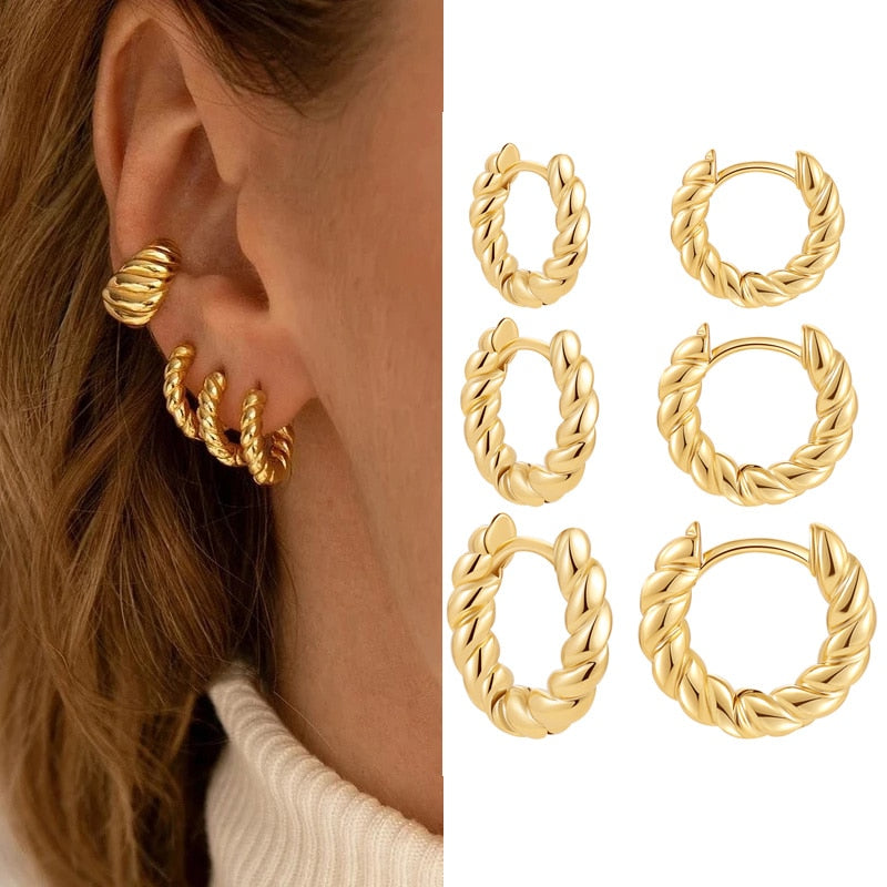 Set of 3 Pairs of Braided Hoop Earrings