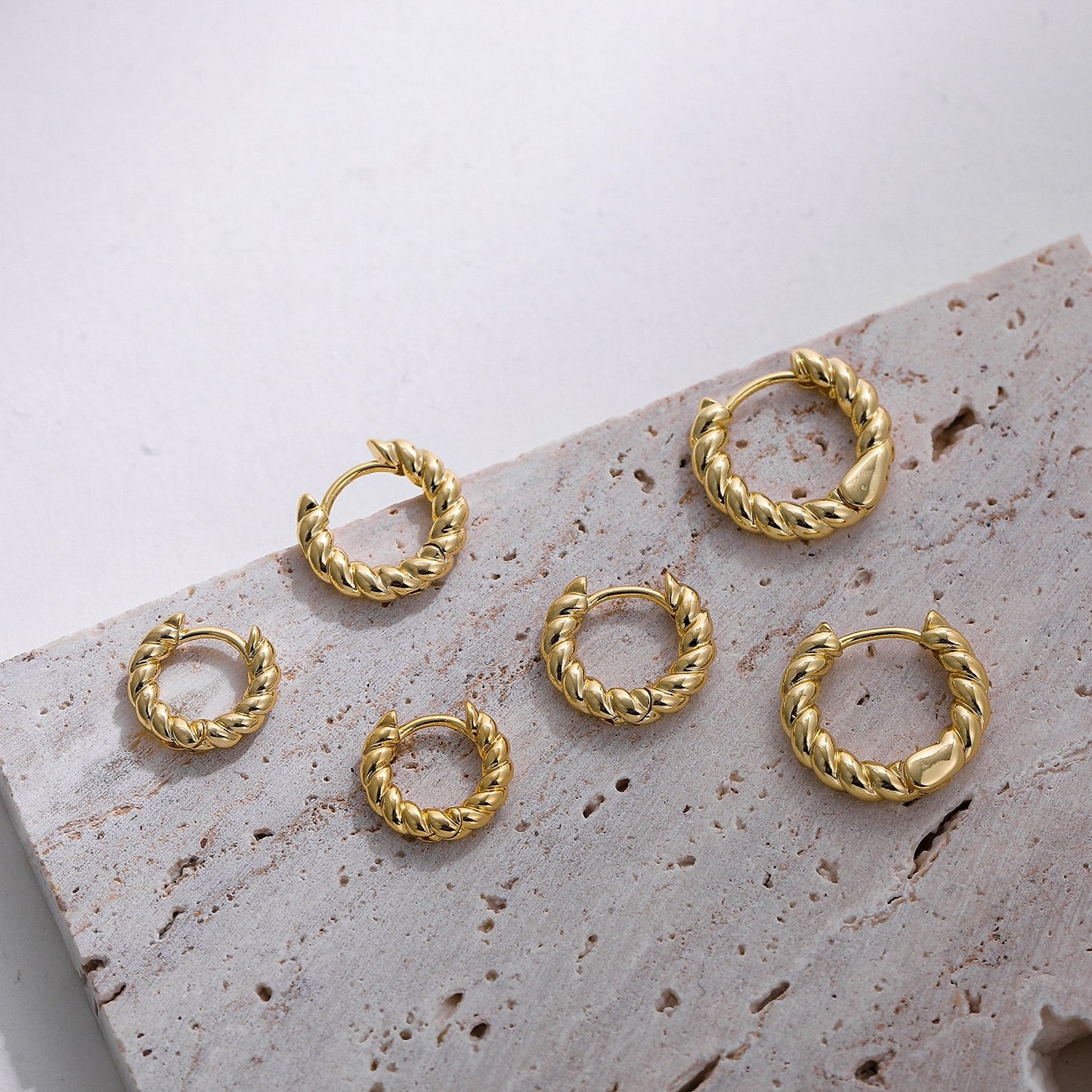 Set of 3 Pairs of Braided Hoop Earrings